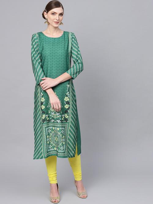 printed straight kurta - 19346229 - Very Small Image - 1