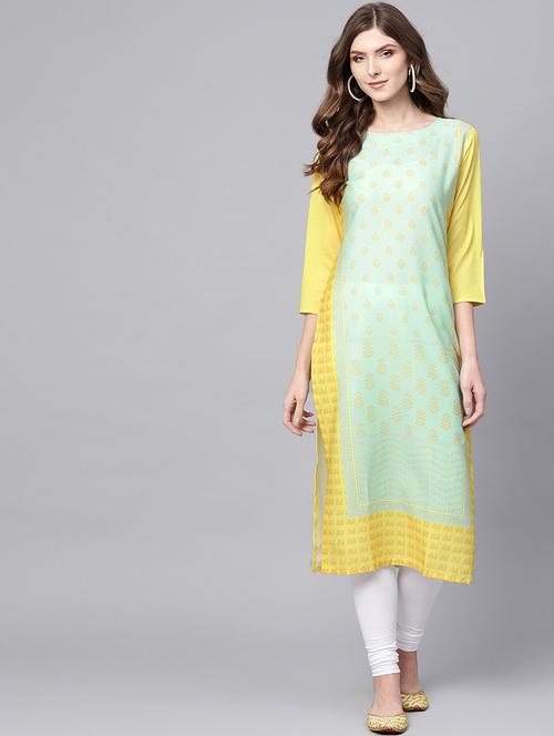 printed straight kurta - 19346240 - Very Small Image - 1