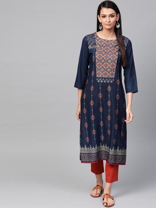printed straight kurta - 19346290 - Very Small Image - 1