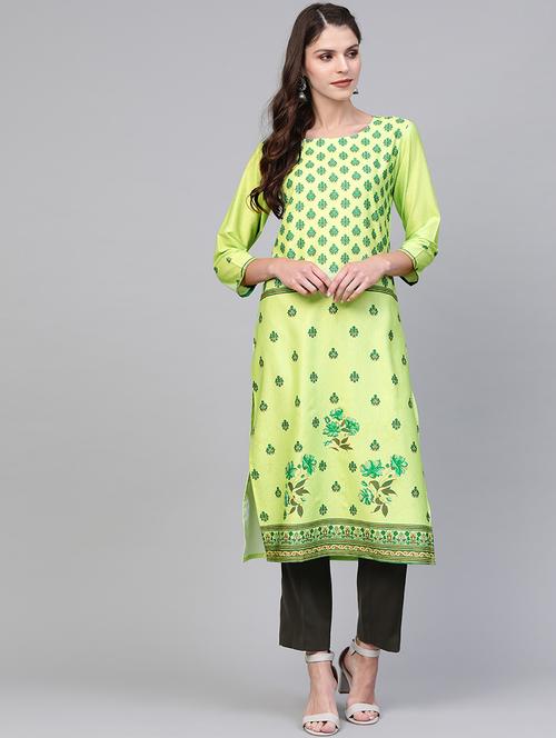 printed straight kurta - 19346298 - Very Small Image - 1