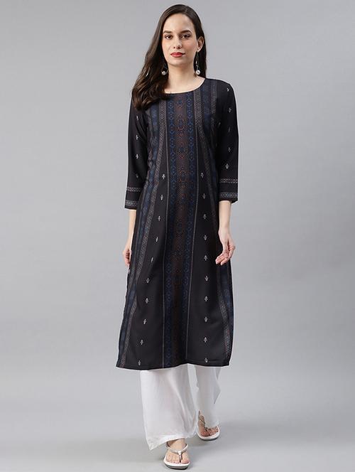black straight kurta - 19346391 - Very Small Image - 1