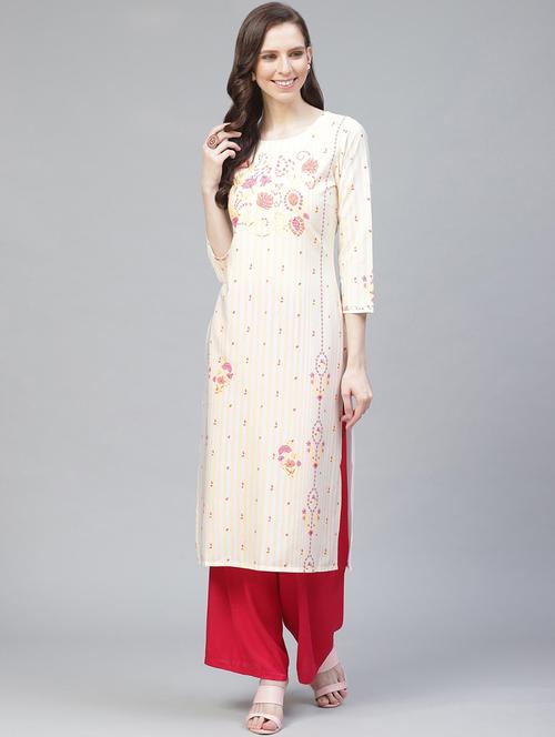 printed straight kurta - 19346394 - Very Small Image - 1