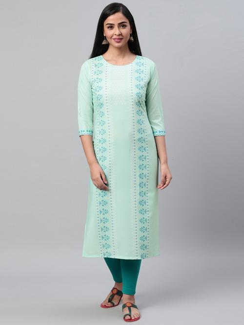 printed straight kurta - 19346439 - Very Small Image - 1