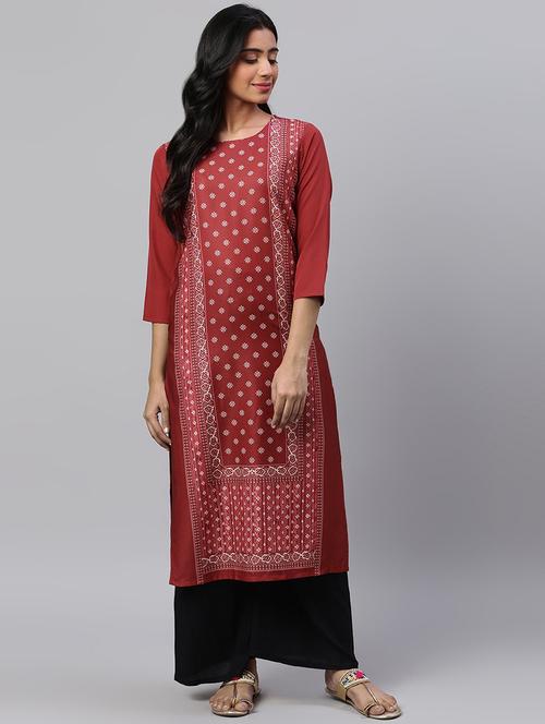 printed straight kurta - 19346449 - Very Small Image - 1