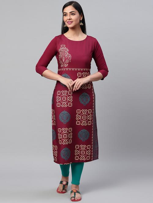 printed straight kurta - 19346451 - Very Small Image - 1