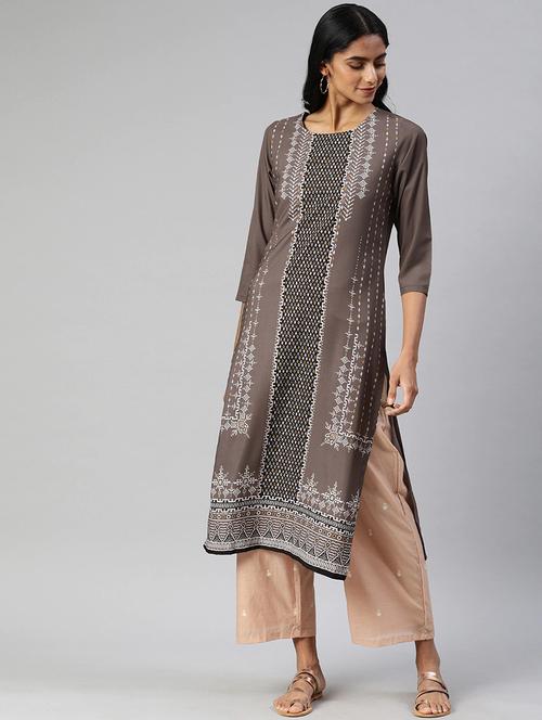 printed straight kurta - 19346460 - Very Small Image - 1