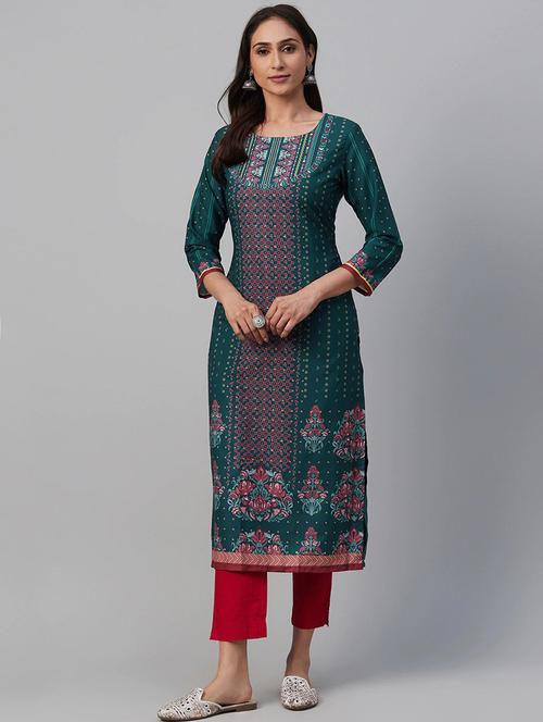 printed straight kurta - 19346466 - Very Small Image - 1