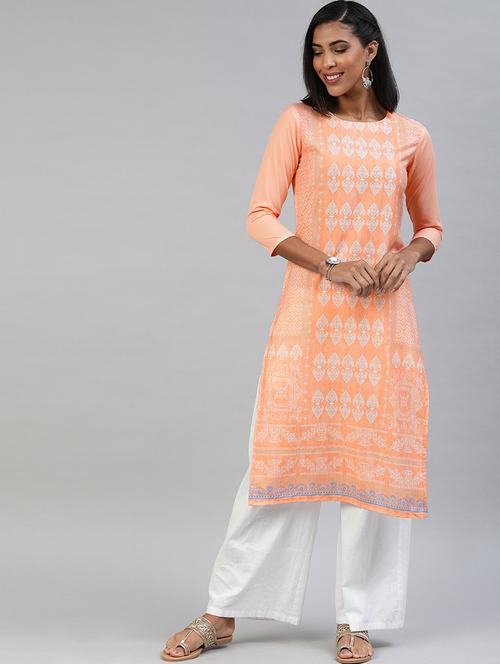 printed straight kurta - 19346504 - Very Small Image - 1
