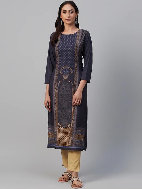 printed straight kurta - 19346521 - Very Small Image - 1