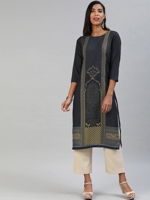 printed straight kurta - 19346522 - Very Small Image - 1