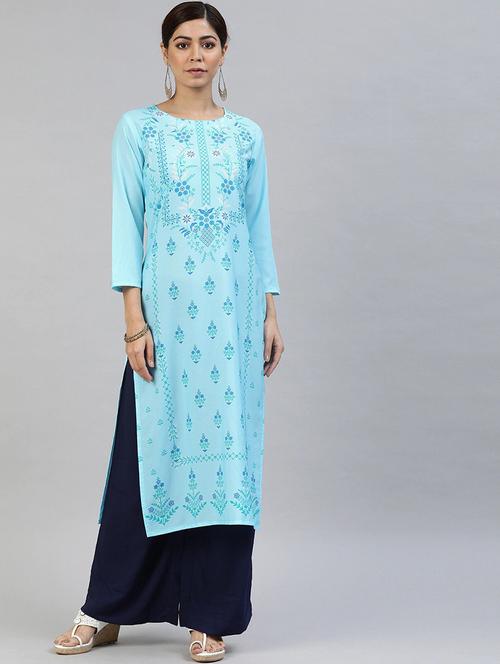 printed straight kurta - 19346558 - Very Small Image - 1