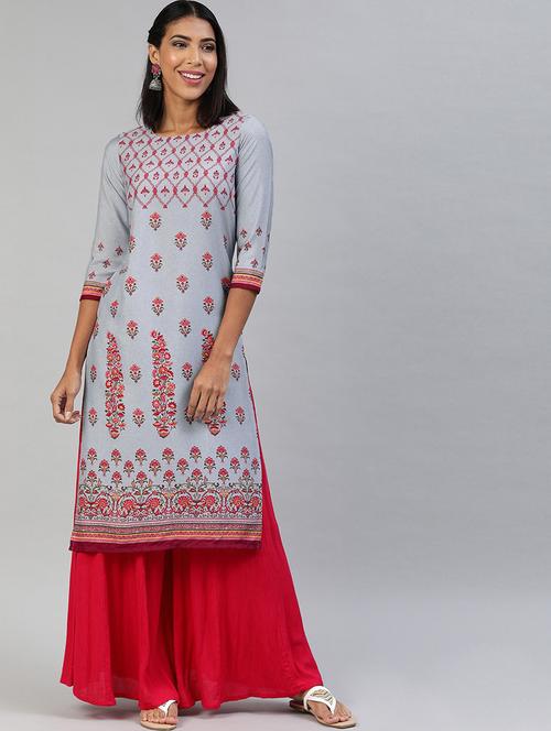 printed straight kurta - 19346572 - Very Small Image - 1