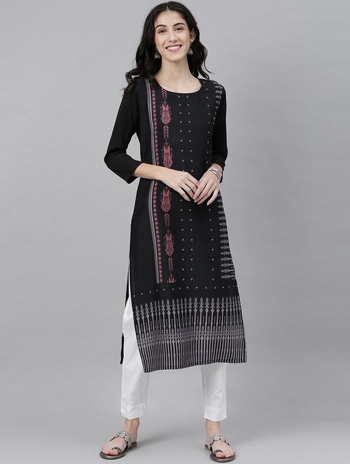 printed straight kurta - 19346574 - Very Small Image - 1