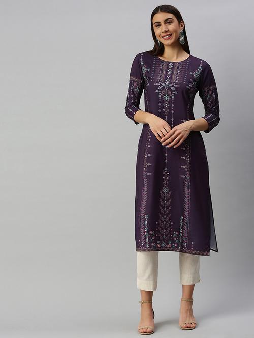 printed straight kurta - 19346622 - Very Small Image - 1
