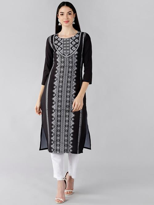printed straight kurta - 19346648 - Very Small Image - 1