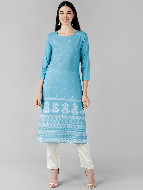 printed straight kurta - 19346649 - Very Small Image - 1