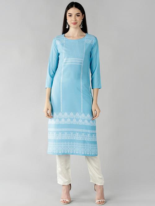 printed straight kurta - 19346651 - Very Small Image - 1