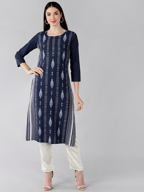 printed straight kurta - 19346653 - Very Small Image - 1
