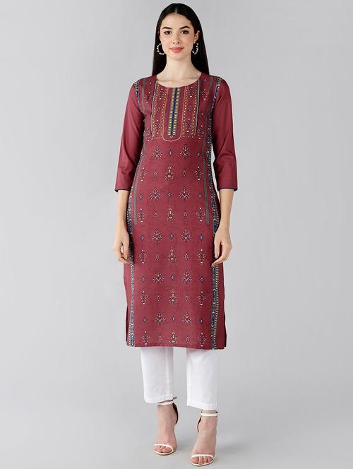 printed straight kurta - 19346663 - Very Small Image - 1