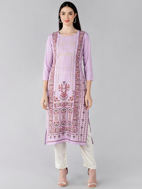 printed straight kurta - 19346674 - Very Small Image - 1