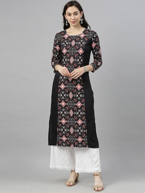 printed straight kurta - 19346687 - Very Small Image - 1