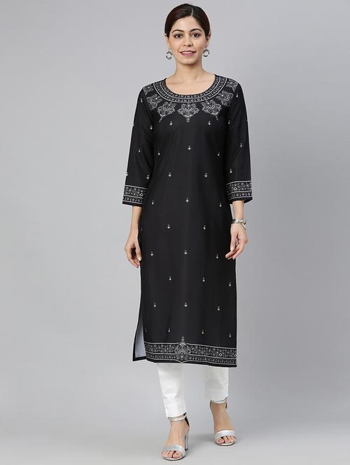 printed straight kurta - 19346692 - Very Small Image - 1