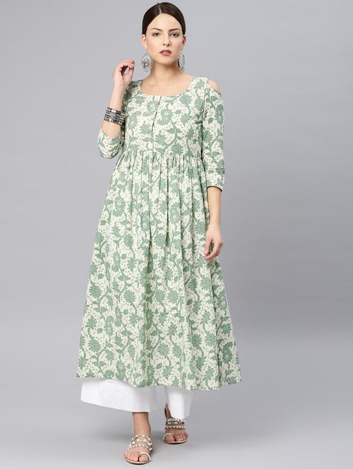 white cotton a-line kurta - 19346703 - Very Small Image - 1