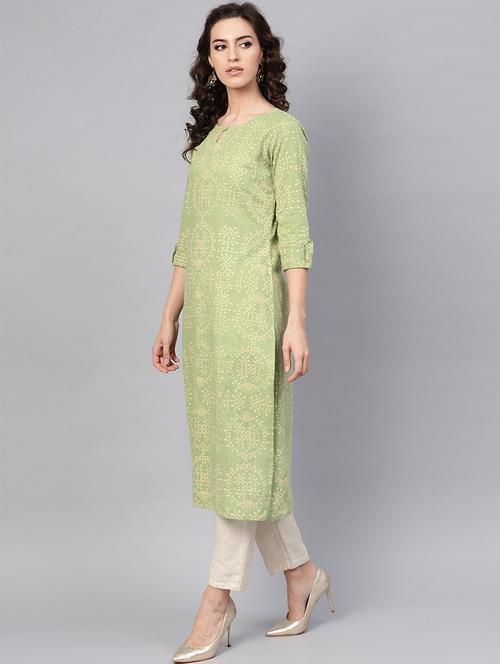 printed straight kurta - 19346782 - Very Small Image - 1