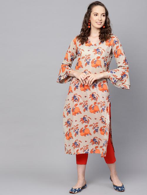printed straight kurta - 19346888 - Very Small Image - 1