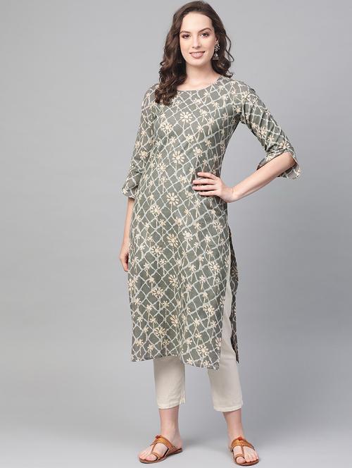 printed straight kurta - 19346913 - Very Small Image - 1