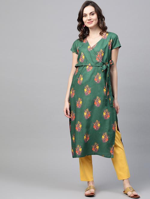 green printed straight kurta - 19347012 - Very Small Image - 1