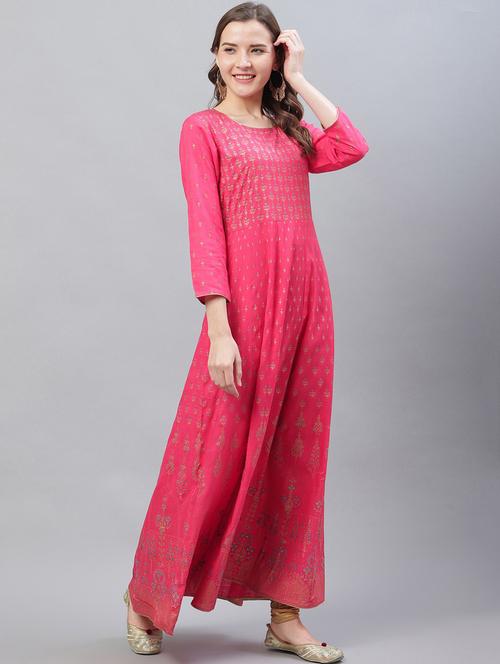 pink printed anarkali kurta - 19347196 - Very Small Image - 1