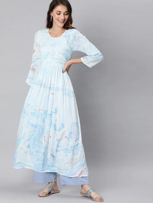 white printed a-line kurta - 19347350 - Very Small Image - 1