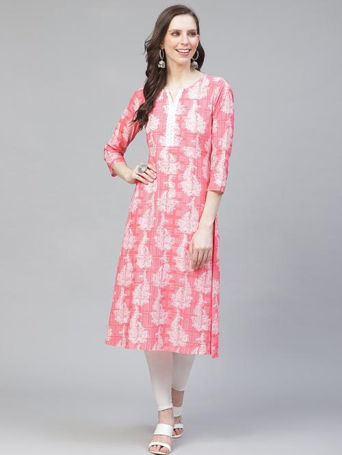 pink printed a-line kurta - 19347421 - Very Small Image - 1