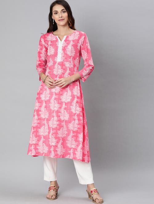 pink printed a-line kurta - 19347422 - Very Small Image - 1