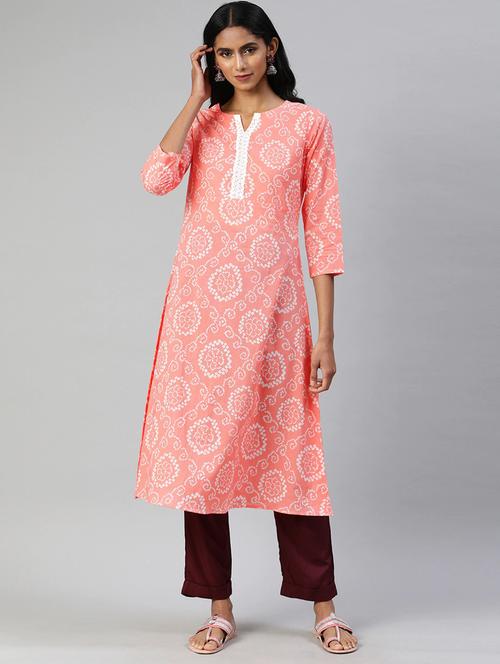 pink printed a-line kurta - 19347434 - Very Small Image - 1