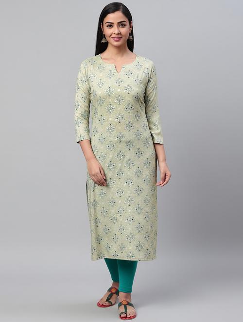 green printed straight kurta - 19347472 - Very Small Image - 1