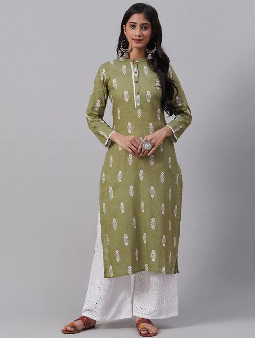 green printed straight kurta - 19347496 - Very Small Image - 1