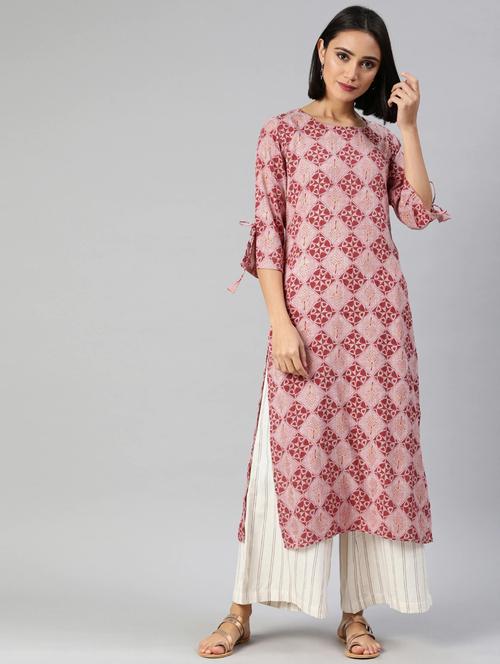 pink printed a-line kurta - 19347554 - Very Small Image - 1