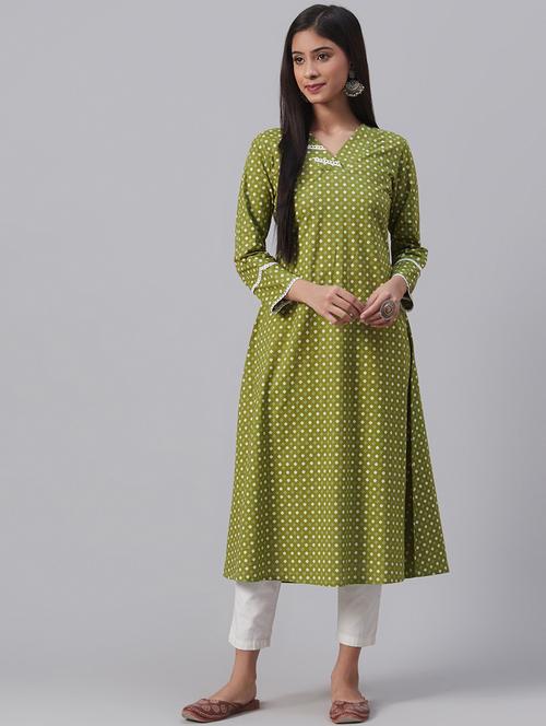 green printed anarkali kurta - 19347583 - Very Small Image - 1