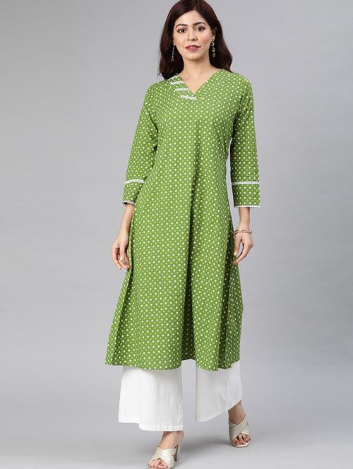 green printed a-line kurta - 19347592 - Very Small Image - 1