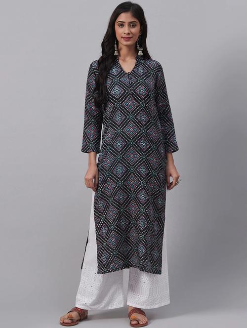 black printed straight kurta - 19347654 - Very Small Image - 1