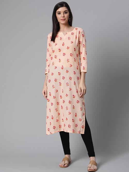 pink printed straight kurta - 19347720 - Very Small Image - 1