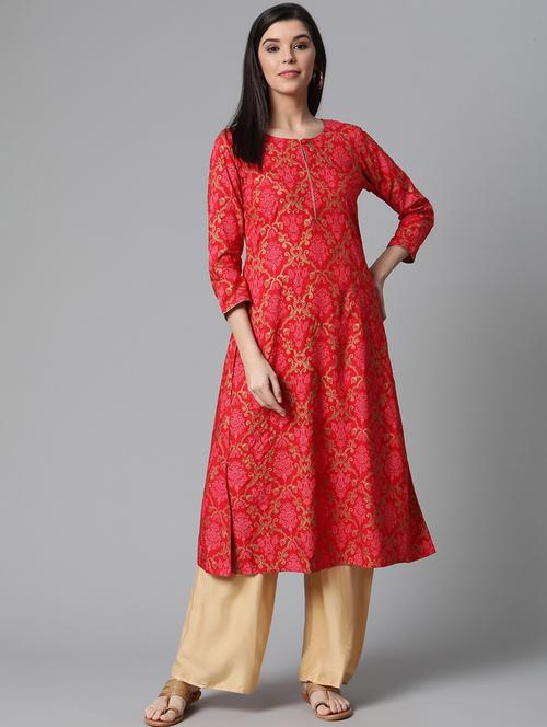 red printed a-line kurta - 19347731 - Very Small Image - 1