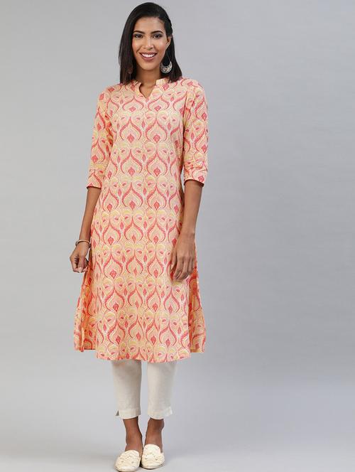 pink printed straight kurta - 19347776 - Very Small Image - 1