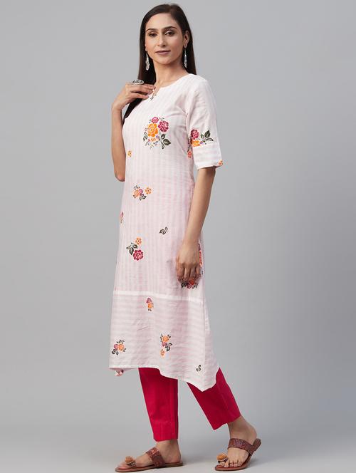 pink printed a-line kurta - 19347792 - Very Small Image - 1