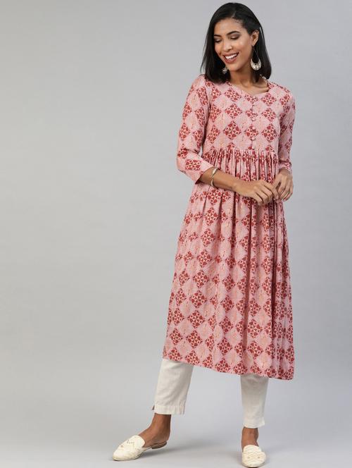 pink printed anarkali kurta - 19347822 - Very Small Image - 1