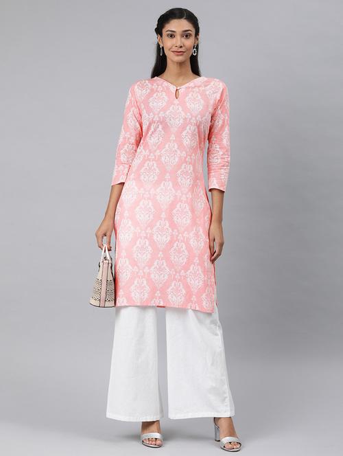pink printed straight kurta - 19347841 - Very Small Image - 1