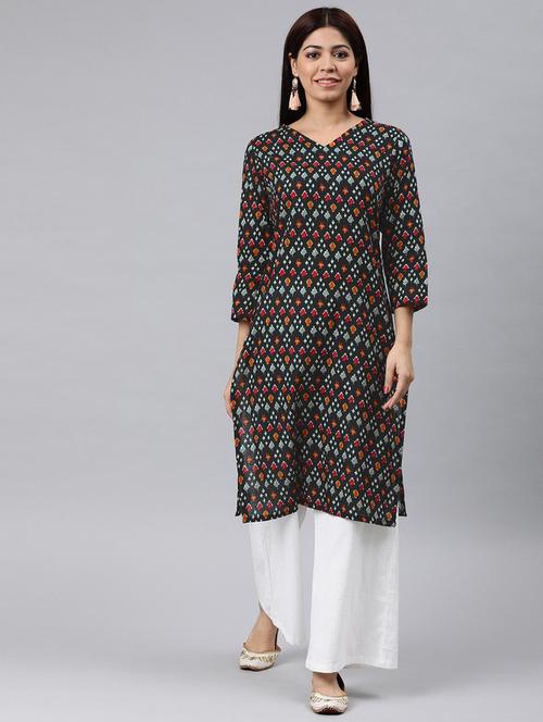 black printed straight kurta - 19347857 - Very Small Image - 1