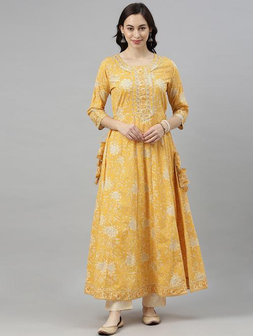 floral printed a-line kurta - 19348040 - Very Small Image - 1